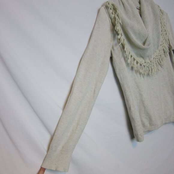Anthropologie Angle of the North Wool Cashmere Knit Cowl Neck White Sweater Med - Picture 3 of 8